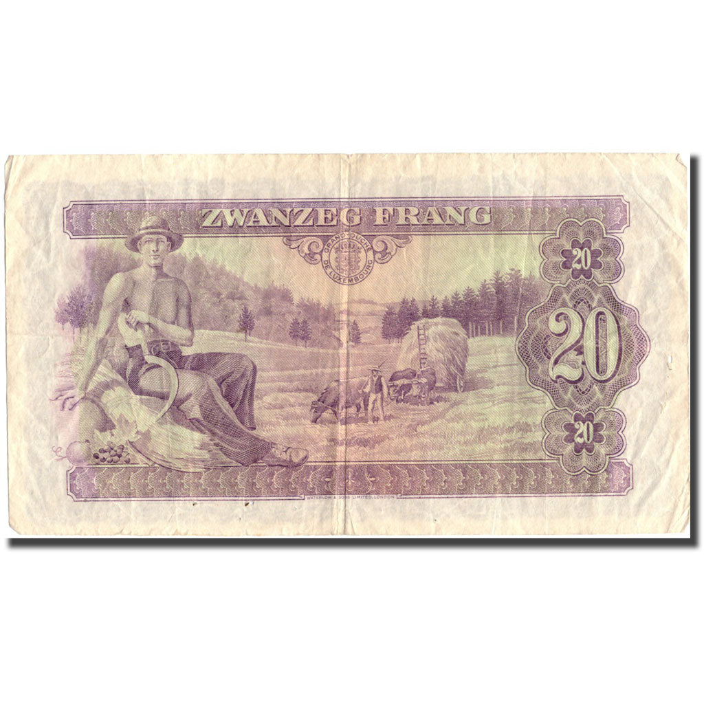 Banknote, Luxembourg, 20 Frang, 1943, 1943, KM:42a, VF(20-25)