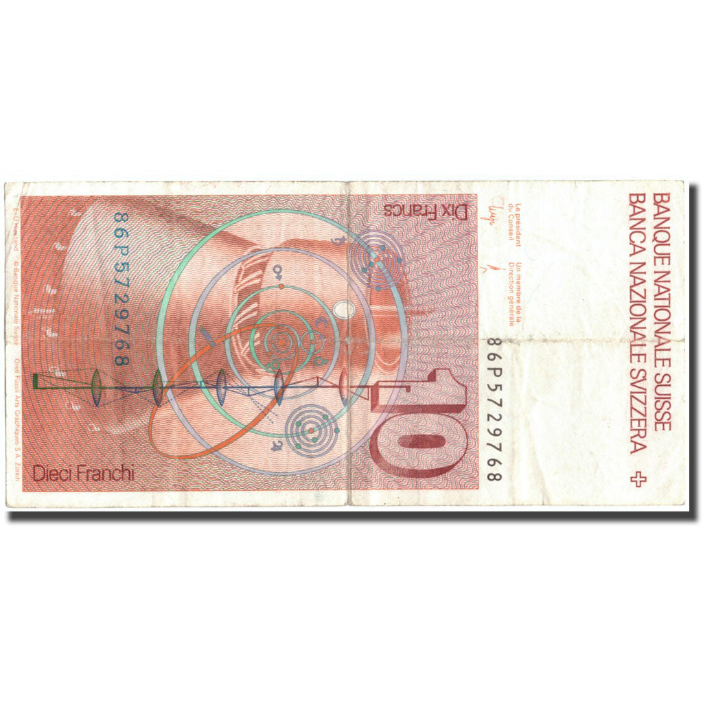 Banknote, Switzerland, 10 Franken, 1986, 1986, KM:53f, EF(40-45)