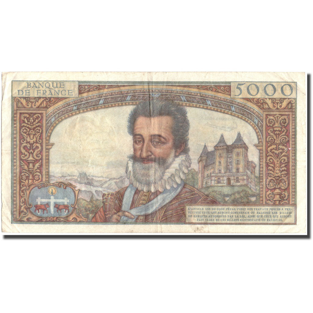 France, 5000 Francs, 5 000 F 1957-1958 ''Henri IV'', 1958, 1958-01-02, TTB
