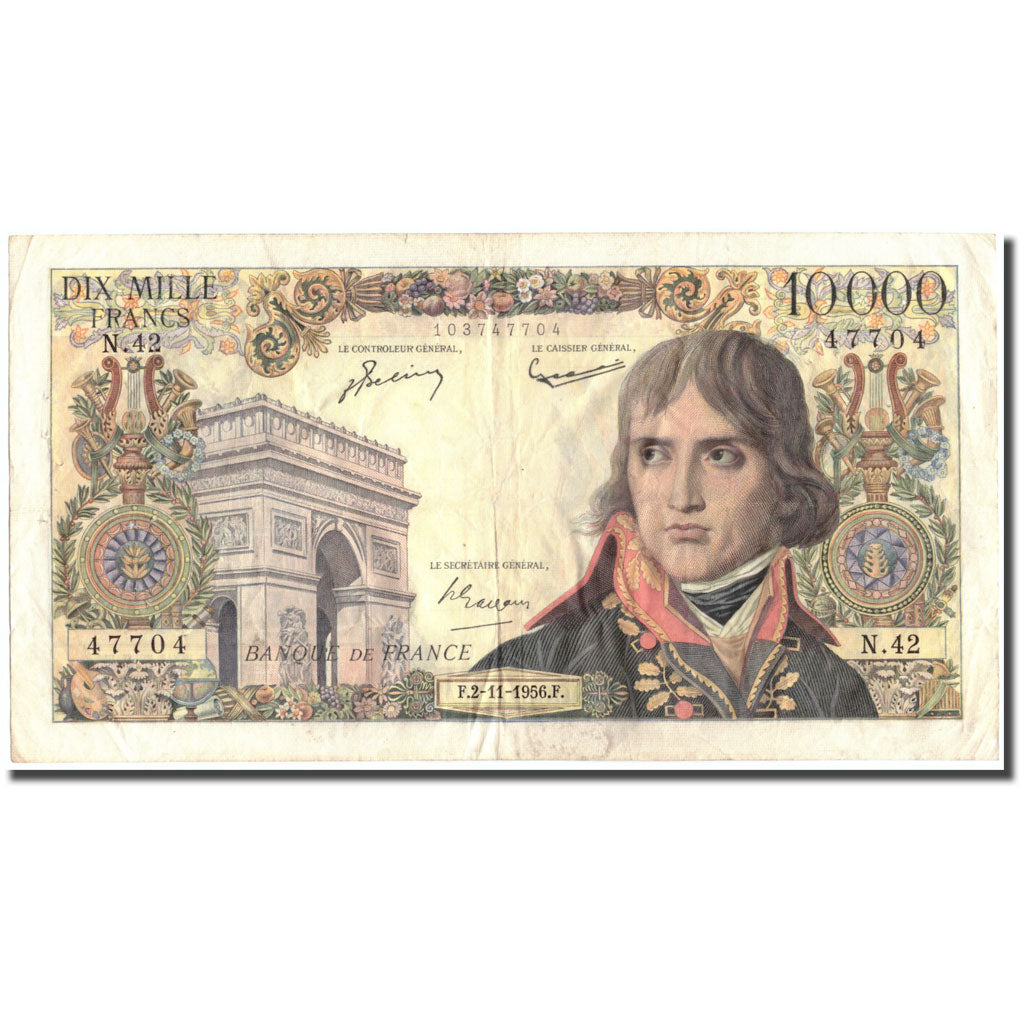 France, 10,000 Francs, 10 000 F 1955-1958 ''Bonaparte'', 1956, 1956-11-02, TTB