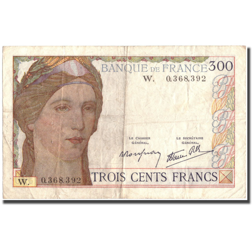 France, 300 Francs, 300 F 1938-1939, 1938, 1938-11-24, VF(30-35), Fayette:29.2