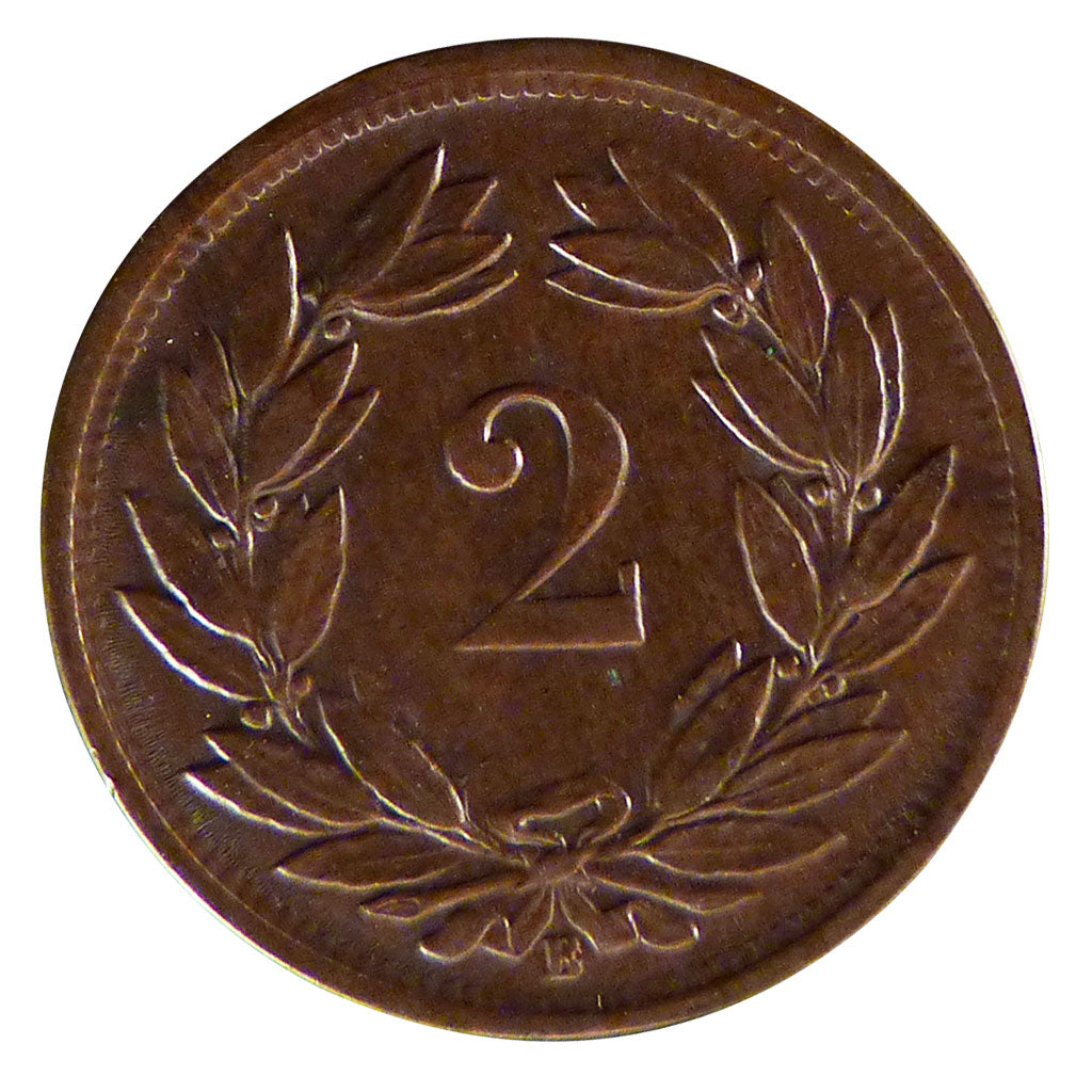 SWITZERLAND, 2 Rappen, 1866, Bern, KM #4.1, AU(55-58), Bronze, 20, 2.50