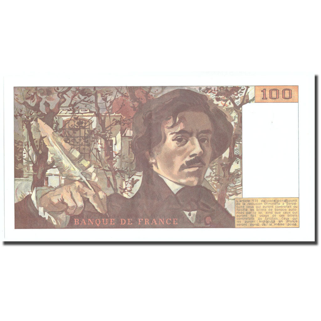 Francja, 100 Francs, Delacroix, 1984, 1984, AU(50-53), Fayette:69.8a, KM:154b