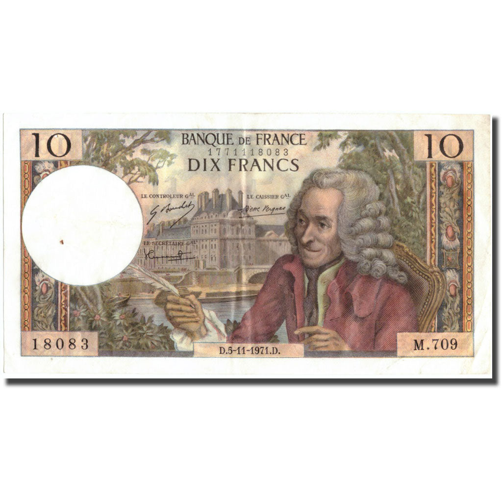 France, 10 Francs, 10 F 1963-1973 ''Voltaire'', 1971, 1971-11-05, AU(50-53)