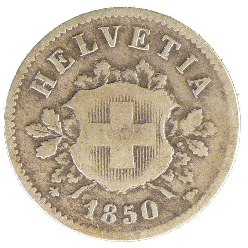 Switzerland, 10 Rappen, 1850, Strasbourg, KM #6, VF(20-25), Nickel, 19.23, 2.40