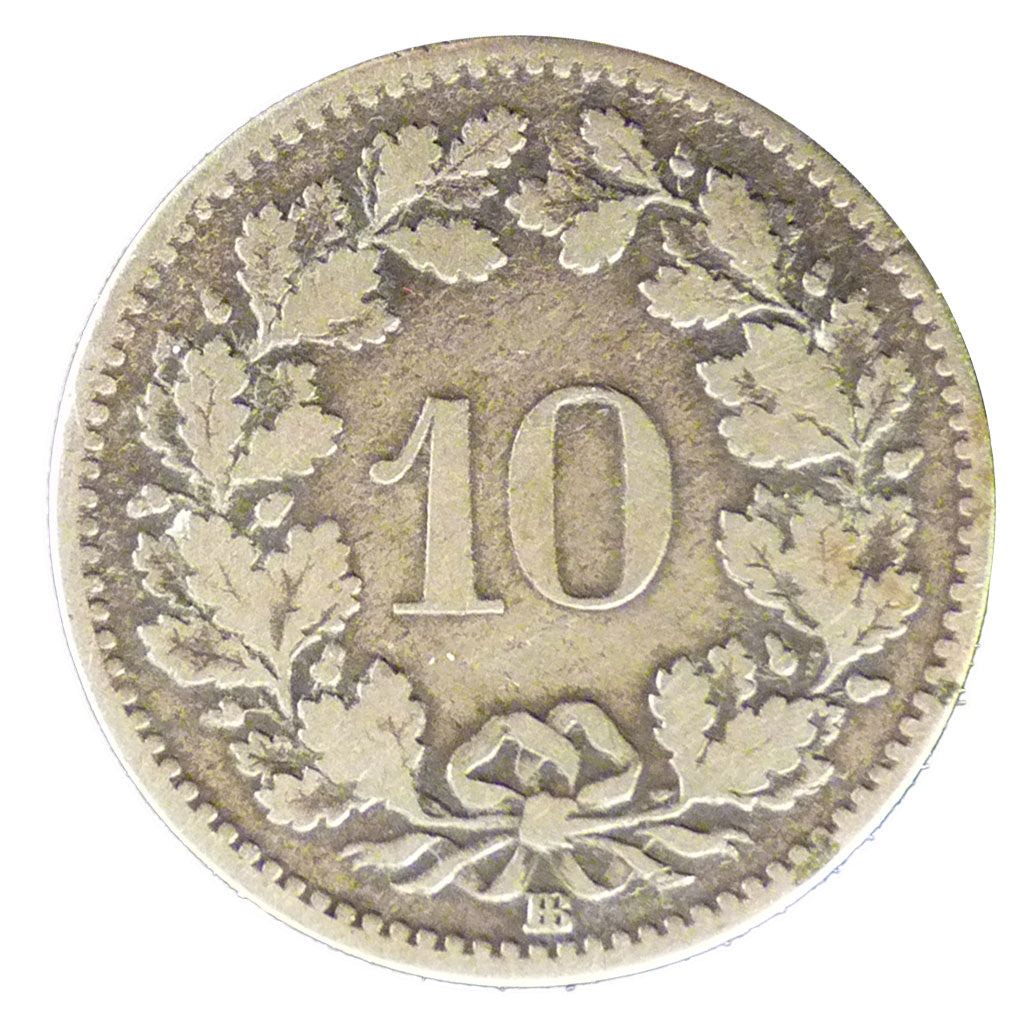 Switzerland, 10 Rappen, 1850, Strasbourg, KM #6, VF(20-25), Nickel, 19.23, 2.40