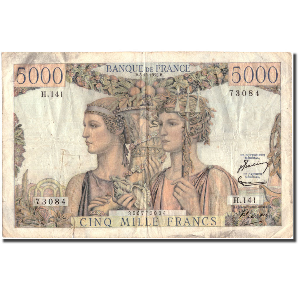 France, 5000 Francs, 5 000 F 1949-1957 ''Terre et Mer'', 1953, 1953-12-03
