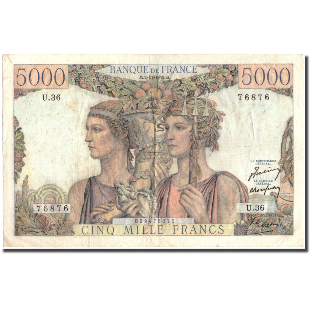 France, 5000 Francs, 5 000 F 1949-1957 ''Terre et Mer'', 1949, 1949-11-03