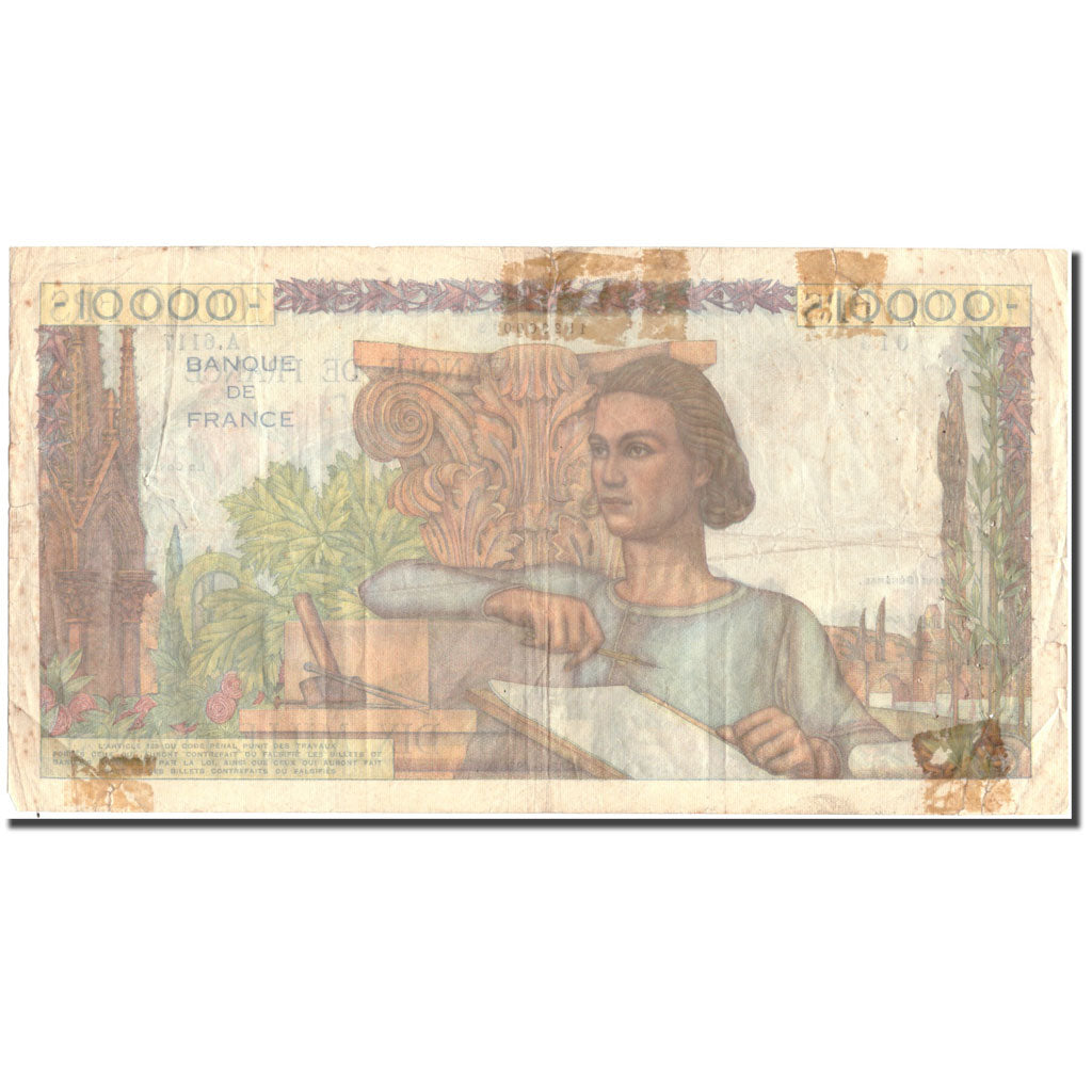 France, 10,000 Francs, 10 000 F 1945-1956 ''Génie Français'', 1954