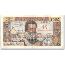 France, 50 Nouveaux Francs on 5000 Francs, 1955-1959 Overprinted with ''Nouveaux