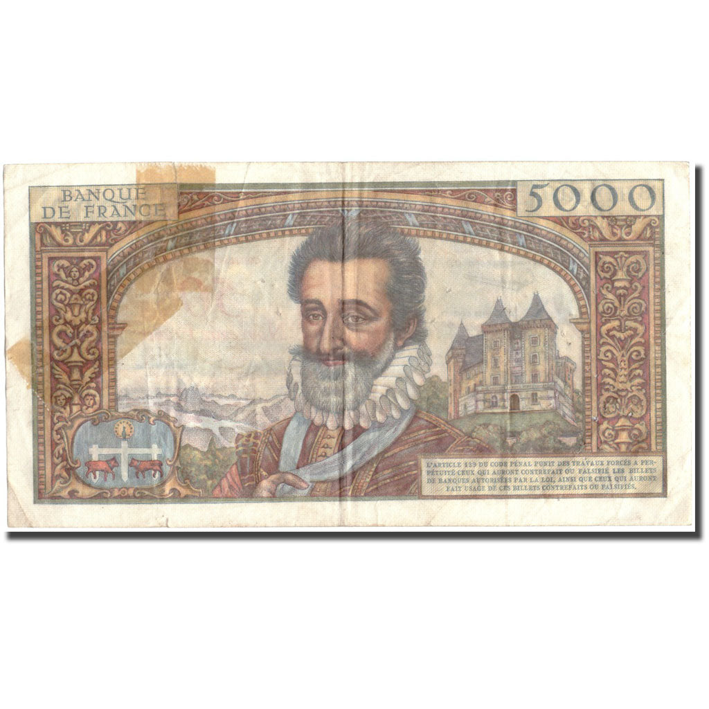 France, 50 Nouveaux Francs on 5000 Francs, 1955-1959 Overprinted with ''Nouveaux