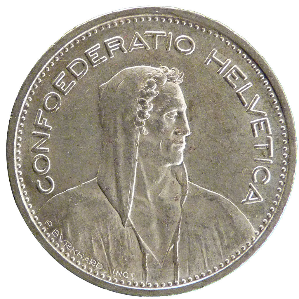 SWITZERLAND, 5 Francs, 1952, Bern, KM #40, AU(55-58), Silver, 31.45, 14.90