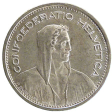 SWITZERLAND, 5 Francs, 1952, Bern, KM #40, AU(55-58), Silver, 31.45, 14.90