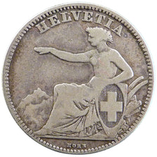 Switzerland, 2 Francs, 1860, Bern, KM #10, VF(30-35), Silver, 9.70