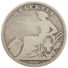 Switzerland, 1 Franc, 1860, Bern, KM #9a, F(12-15), Silver, 4.70