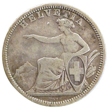 SWITZERLAND, Franc, 1861, Bern, KM #9a, EF(40-45), Silver, 4.90