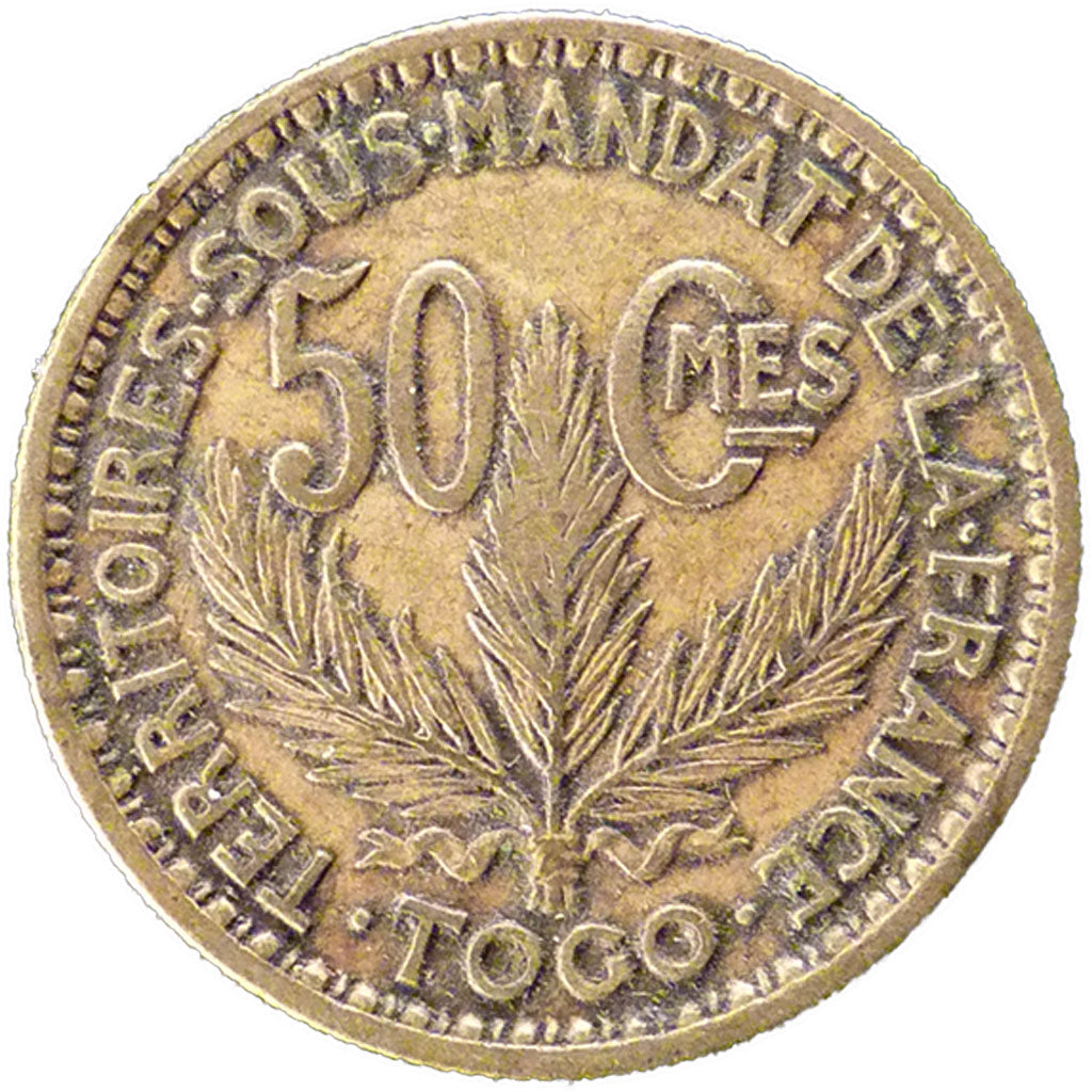 Togo, 50 Centimes, 1924, EF(40-45), Aluminium-Bronze, Lecompte #7, 2.50