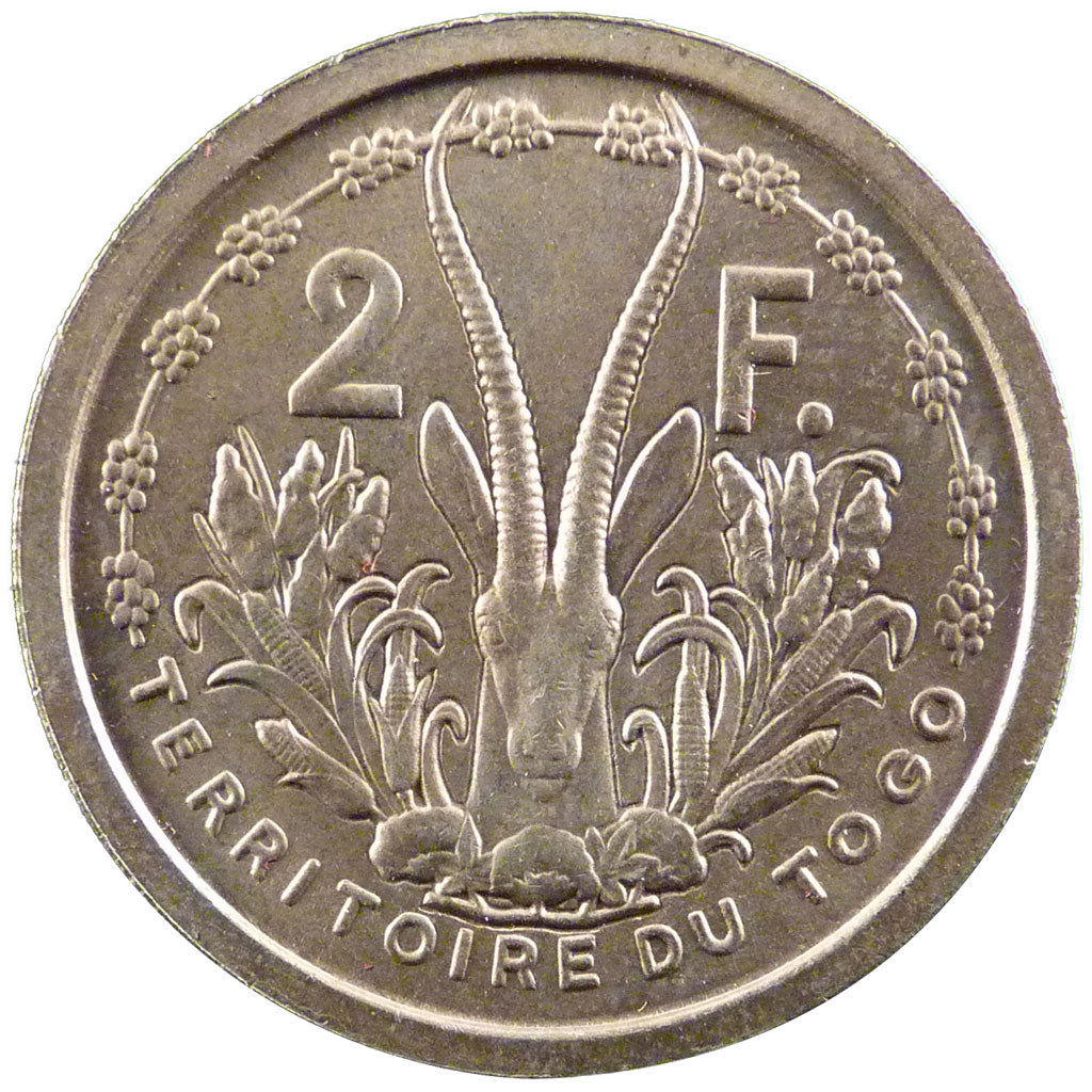 Togo, 2 Francs, 1948, MS(65-70), Nickel-Bronze, 10.00