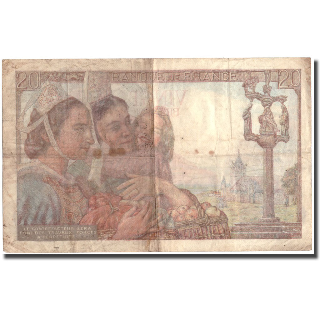 Frankrijk, 20 Francs, 20 F 1942-1950 ''Pêcheur'', 1943, 1943-01-28, TB