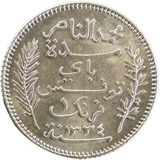 Mohamed El Naceur, Bey, Tunisie, 1 Franc