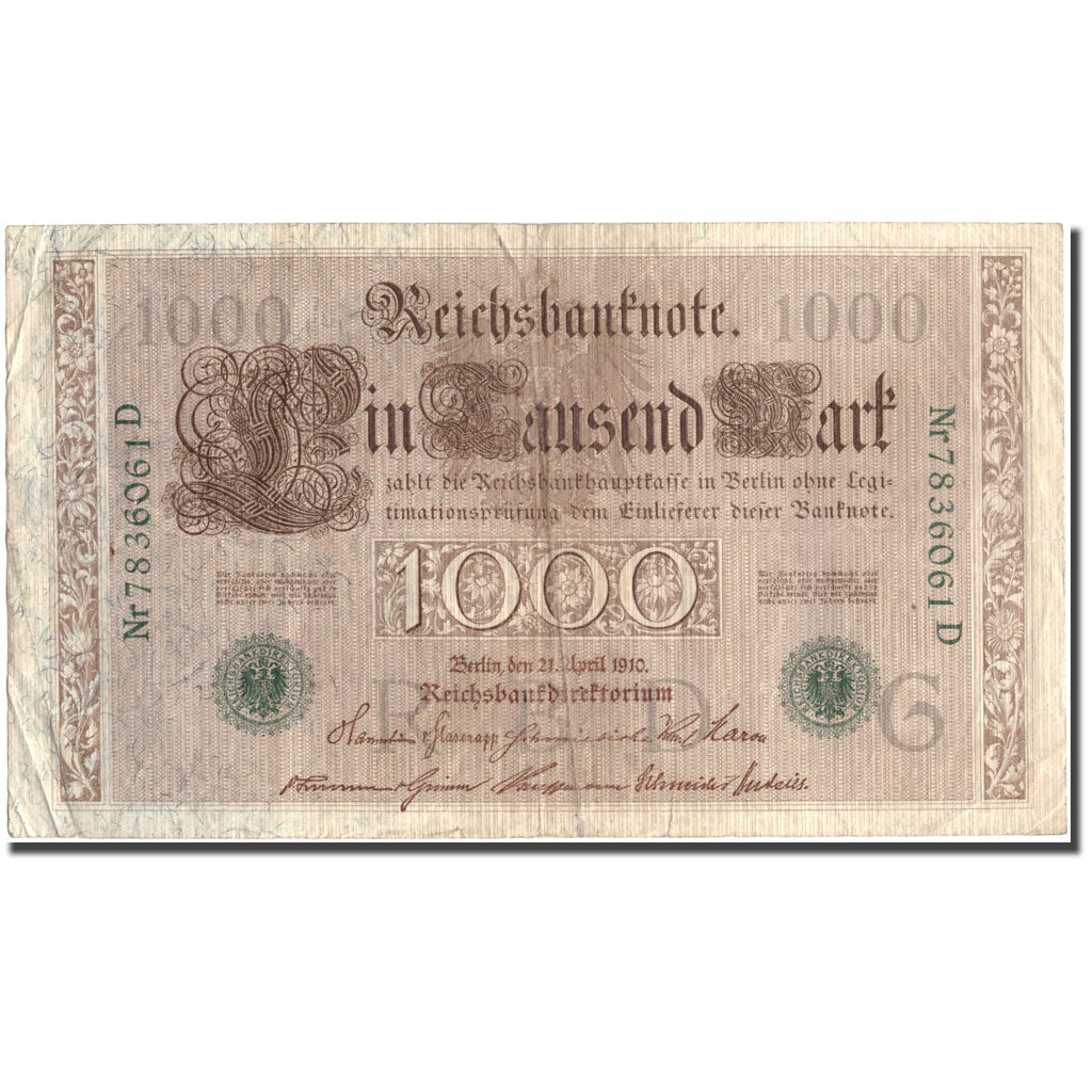 Banknote, Germany, 1000 Mark, 1910, 1910-04-21, KM:45b, VF(30-35)