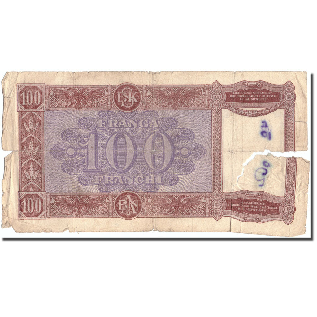 Banknote, Albania, 100 Franga, Undated (1940), KM:8, VG(8-10)
