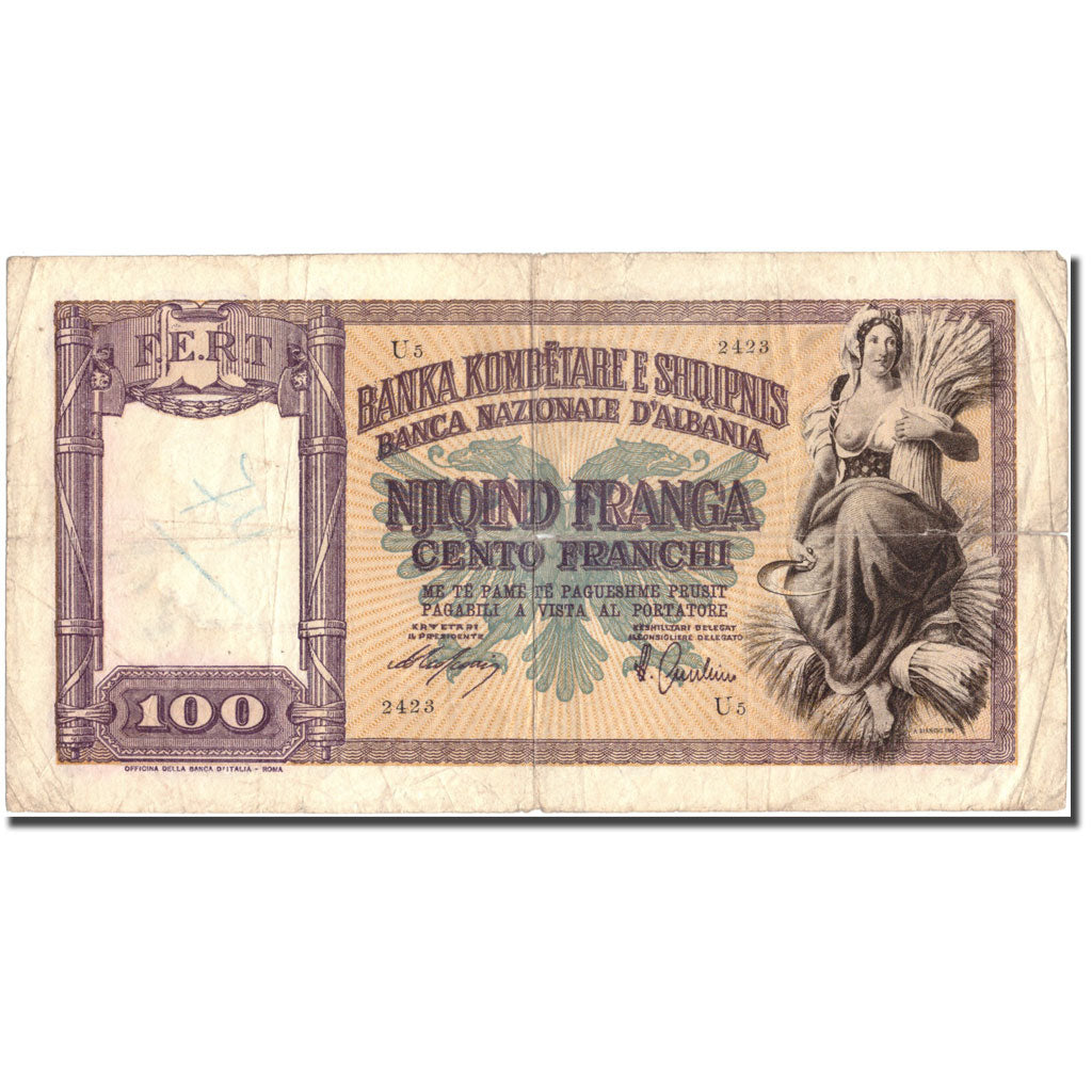 Billete, 100 Franga, Undated (1940), Albania, KM:8, BC