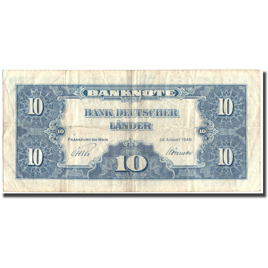 Banknote, GERMANY - FEDERAL REPUBLIC, 10 Deutsche Mark, 1949, KM:16a, EF(40-45)