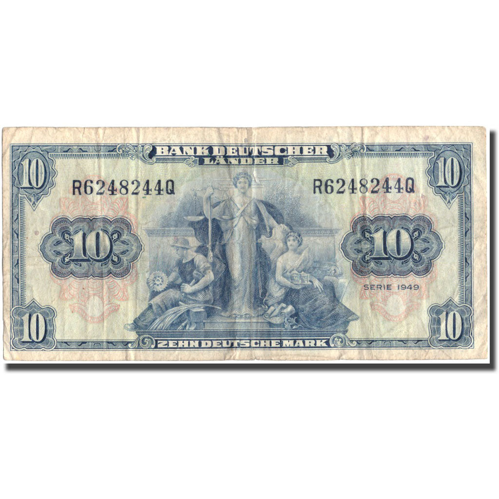 Banknote, GERMANY - FEDERAL REPUBLIC, 10 Deutsche Mark, 1949, 1949, KM:16a