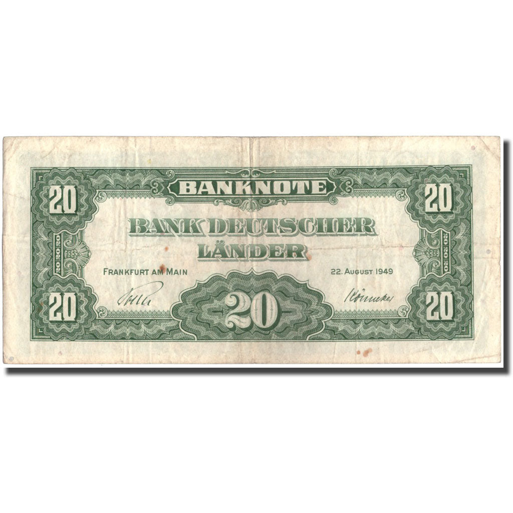 Banknote, GERMANY - FEDERAL REPUBLIC, 20 Deutsche Mark, 1949, 1949, KM:17a