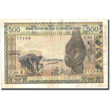 Banknote, West African States, 500 Francs, Undated (1977), KM:702Km, EF(40-45)