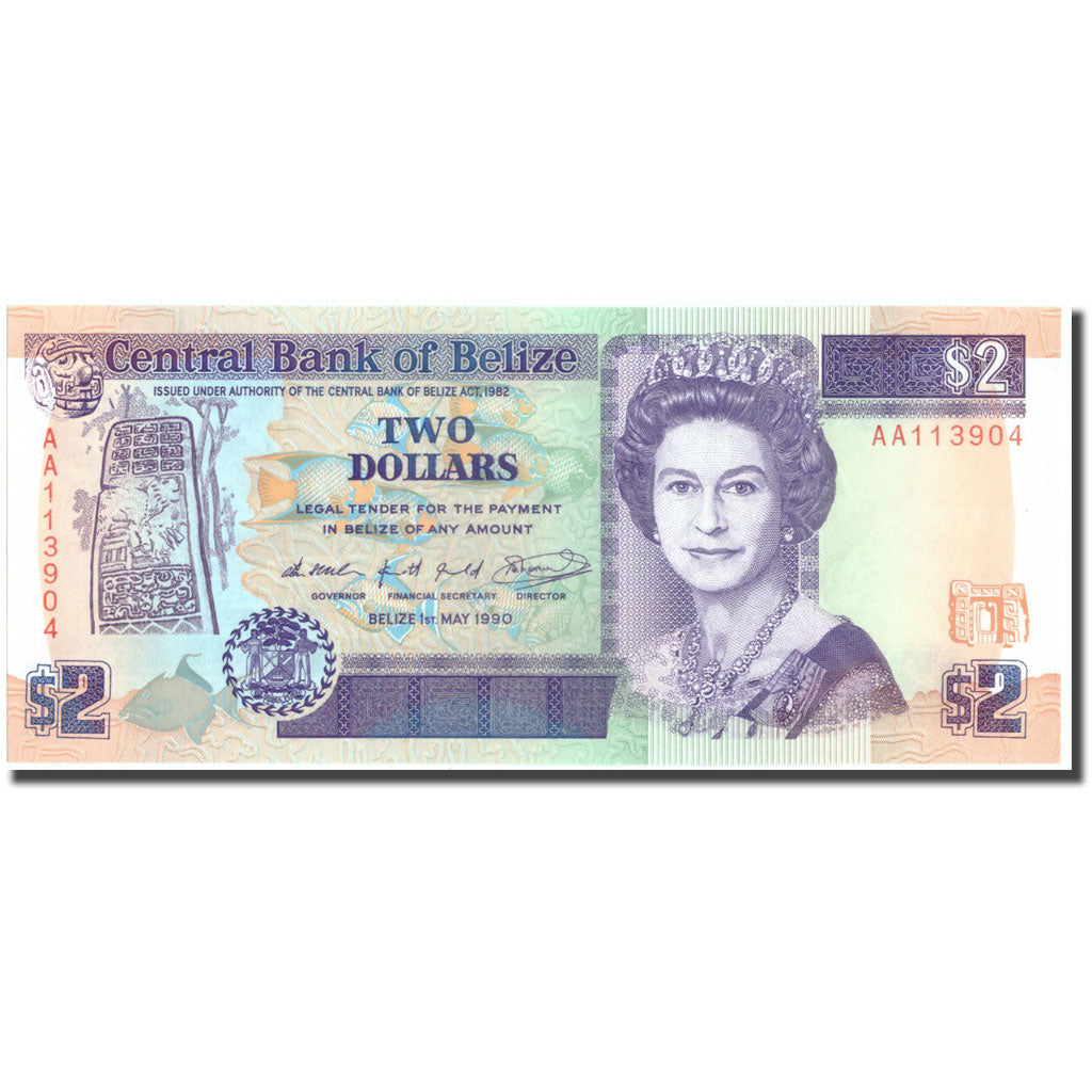 Geldschein, Belize, 2 Dollars, 1990, 1990-05-01, KM:52a, UNZ