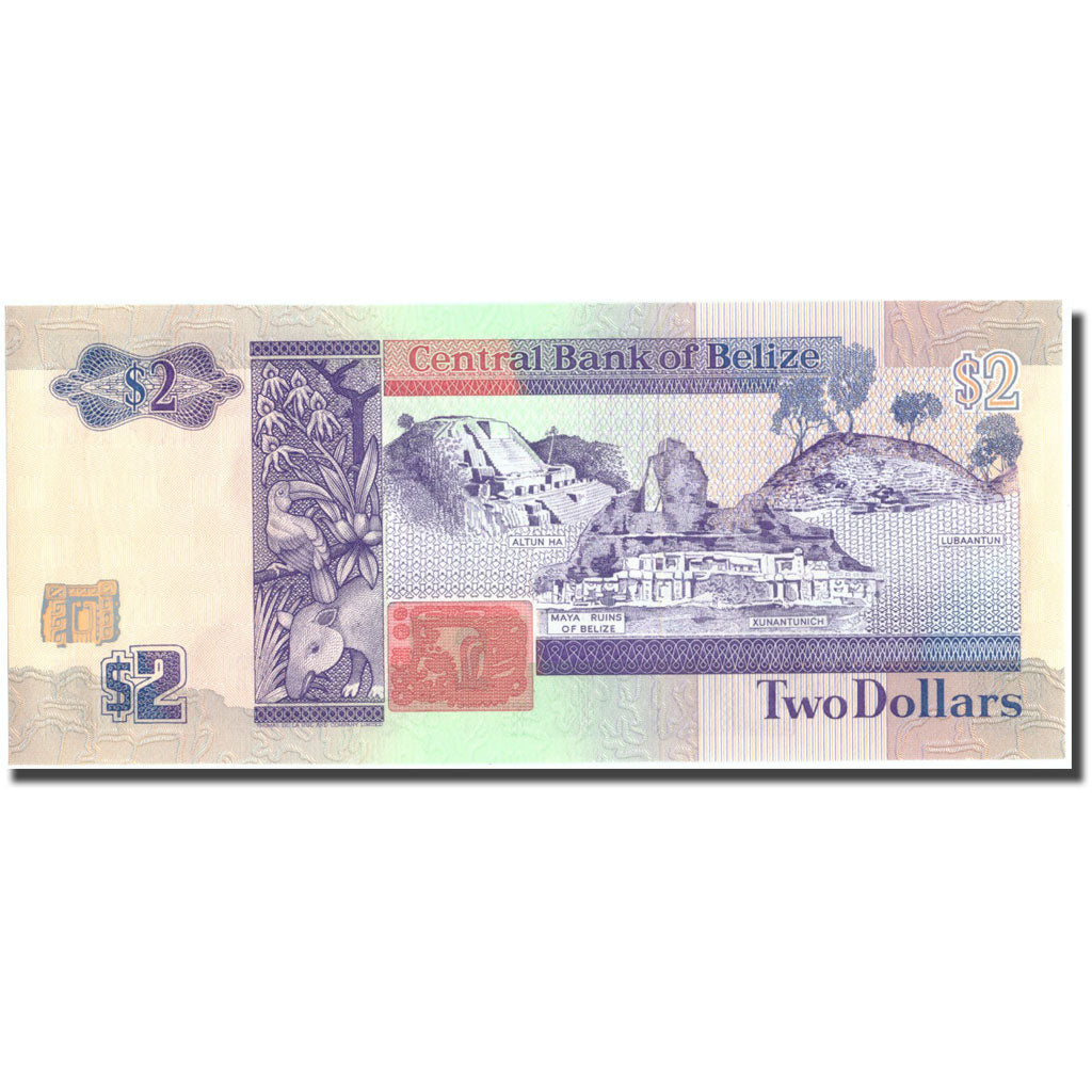 Geldschein, Belize, 2 Dollars, 1990, 1990-05-01, KM:52a, UNZ