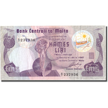 Banknote, Malta, 5 Liri, Undated (1979), KM:35a, AU(55-58)