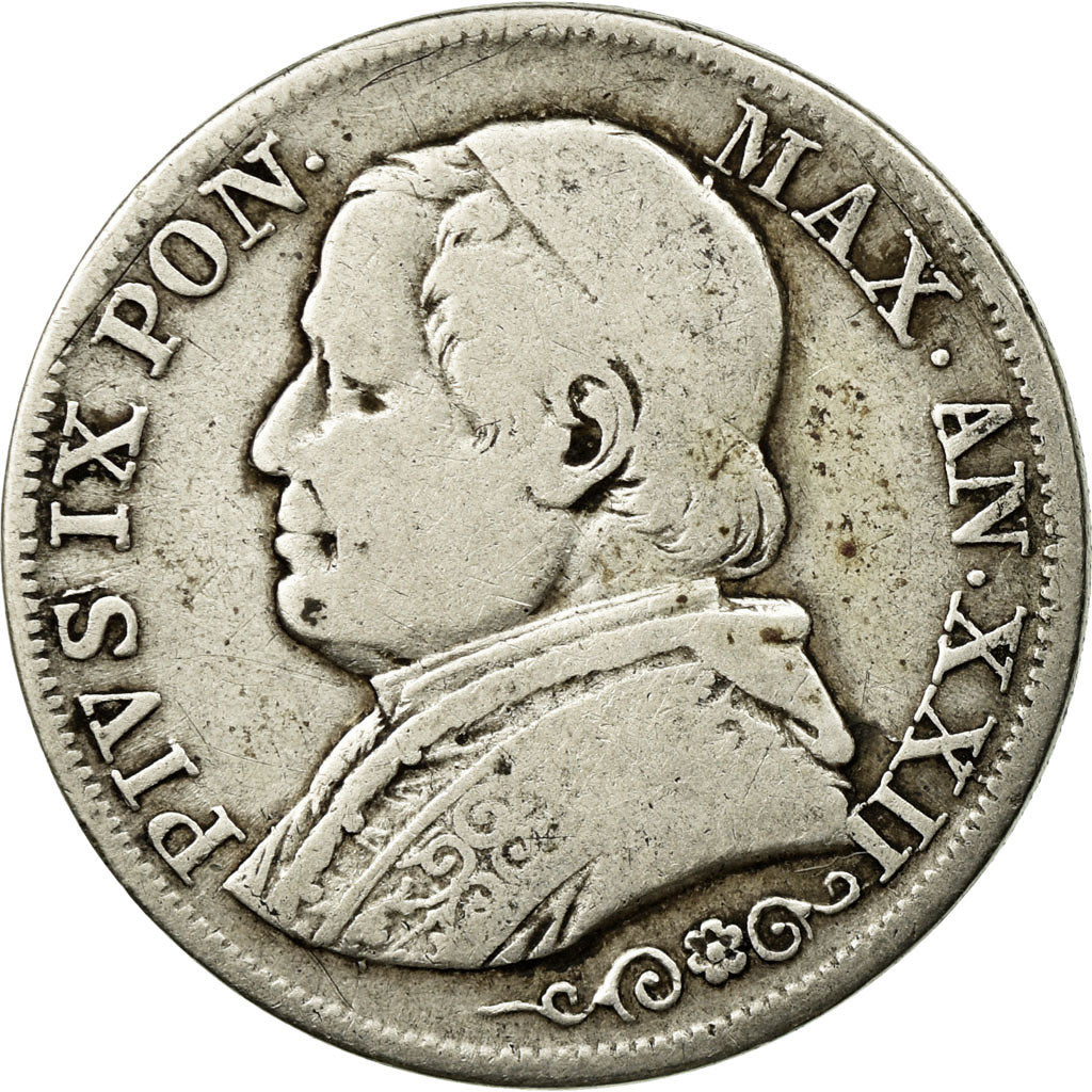Münze, Italien Staaten, PAPAL STATES, Pius IX, Lira, 1867, Roma, S+, Silber