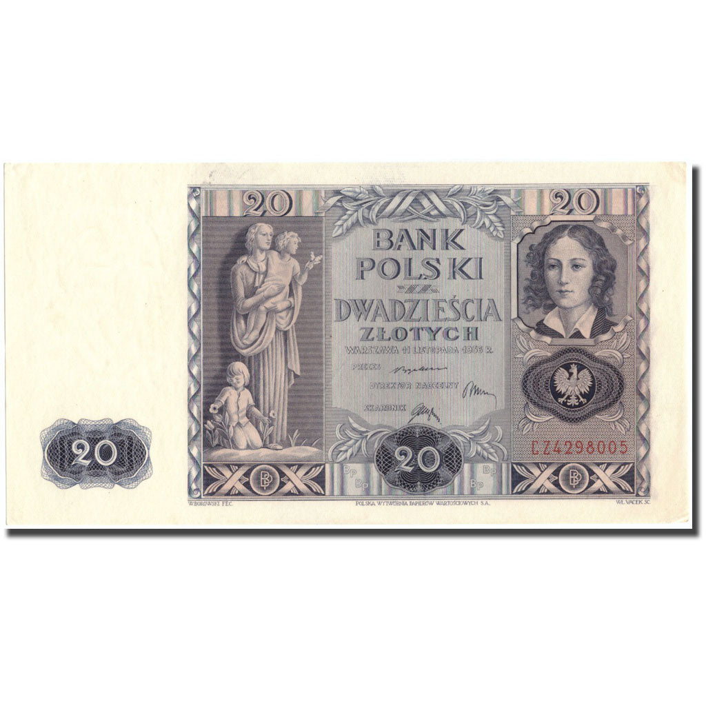 Billet, Pologne, 20 Zlotych, 1936, 1936-11-11, KM:77, SUP