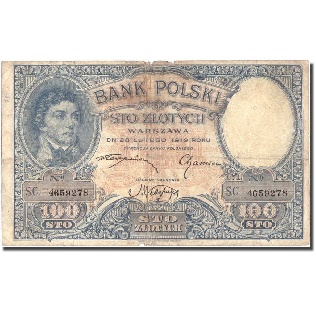 Billet, Pologne, 100 Zlotych, 1919, 1919-02-28, KM:57, TB+