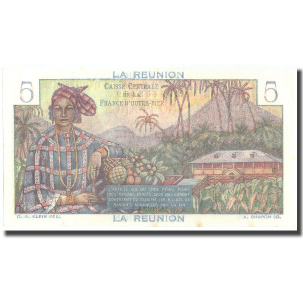 Geldschein, Réunion, 5 Francs, Undated (1947), KM:41a, UNZ-