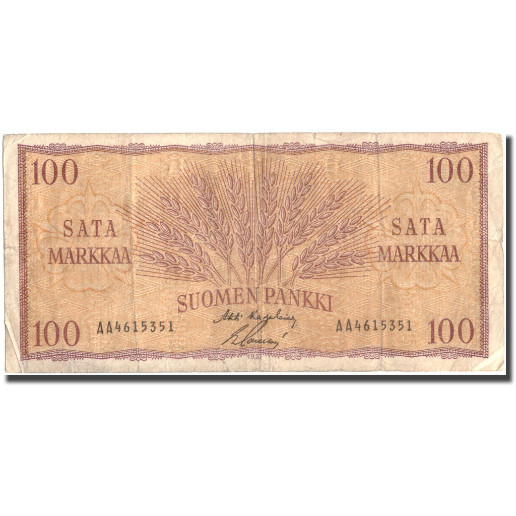 Geldschein, Finnland, 100 Markkaa, 1957, KM:97a, S