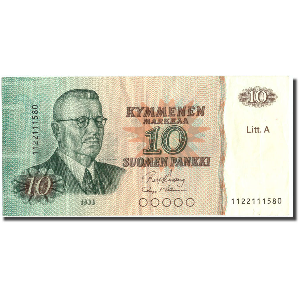 Geldschein, Finnland, 10 Markkaa, 1980, KM:112a, SS+
