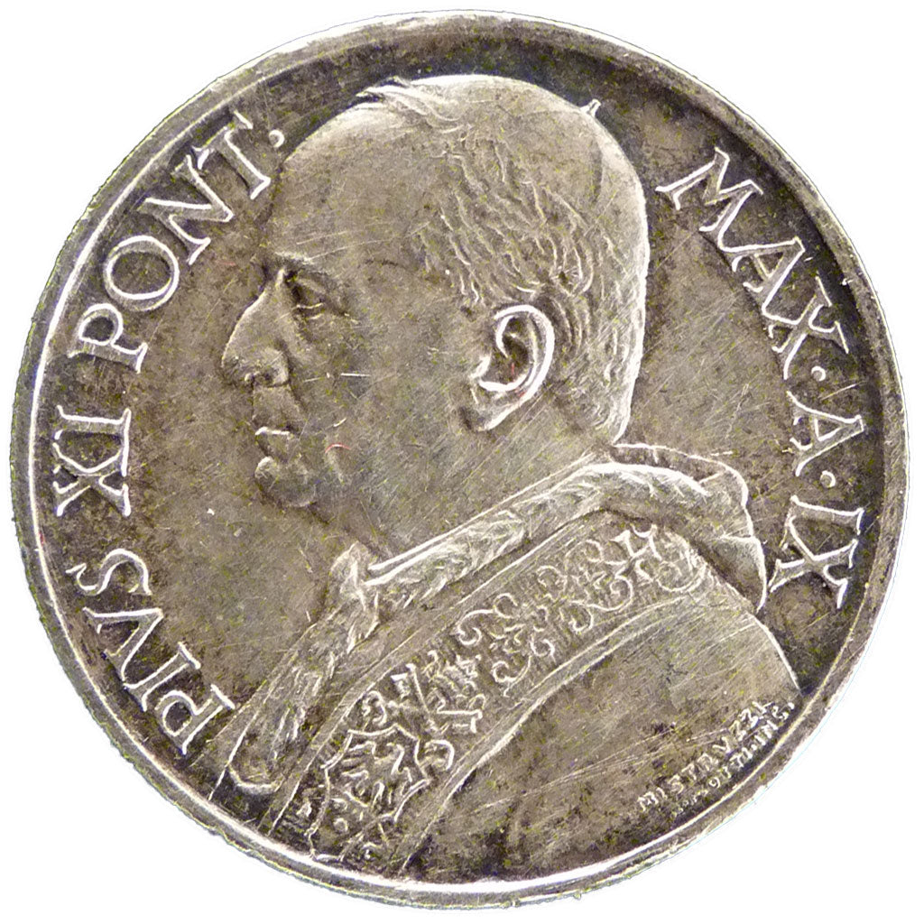 Vatican, 5 Lire, 1930, AU(55-58), Silver, 5.10