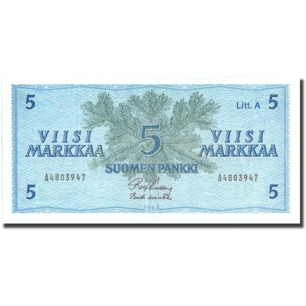 Geldschein, Finnland, 5 Markkaa, 1963, KM:103a, SS+