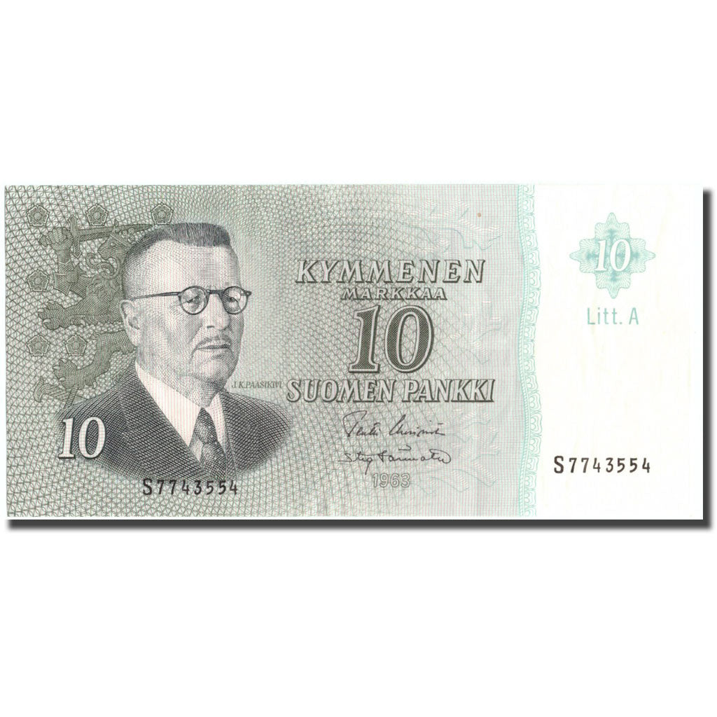 Geldschein, Finnland, 10 Markkaa, 1963, KM:104a, VZ