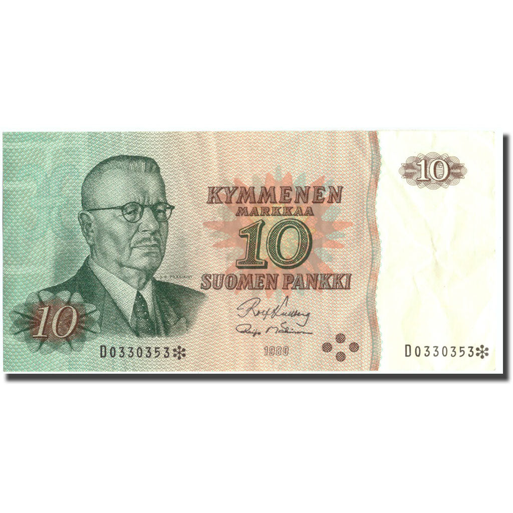 Geldschein, Finnland, 10 Markkaa, 1980, KM:111r1, SS