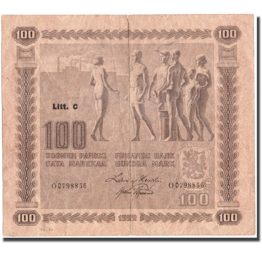 Geldschein, Finnland, 100 Markkaa, 1922, KM:65a, S