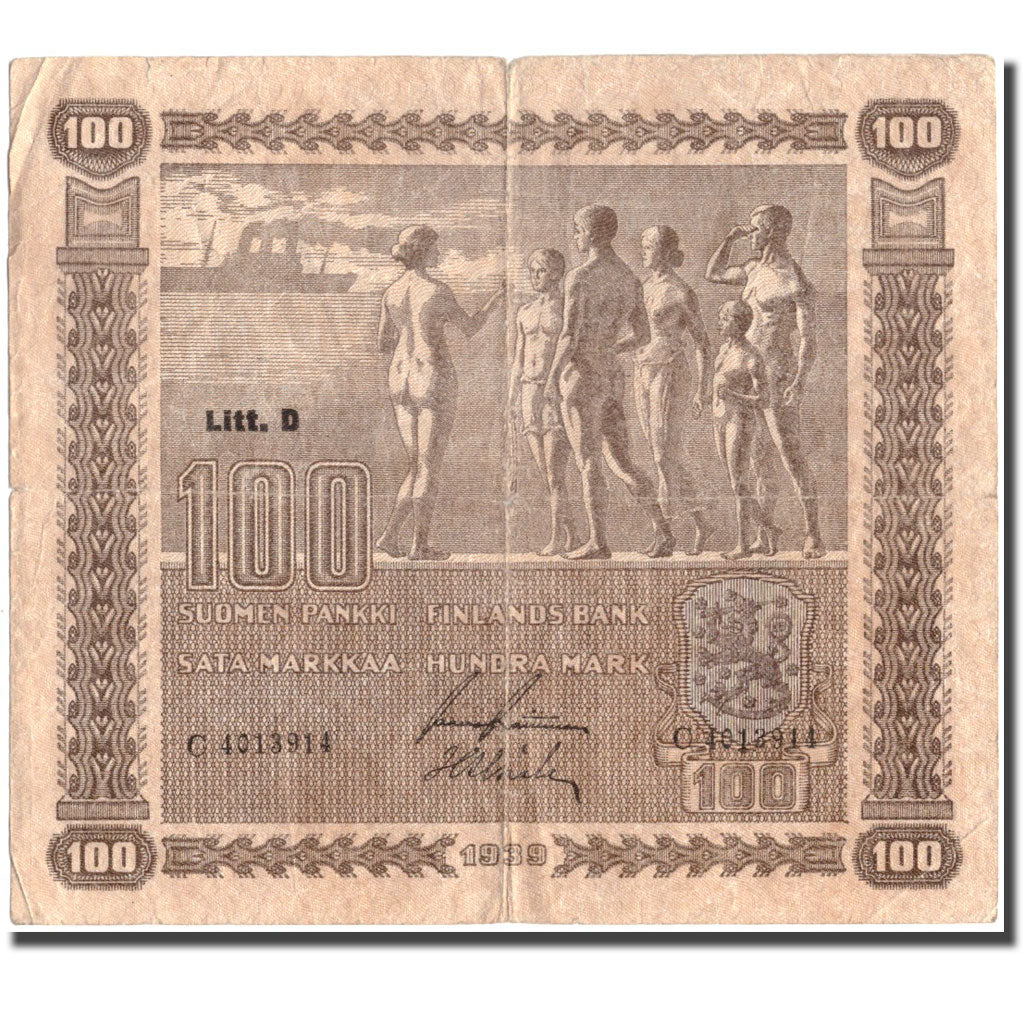 Geldschein, Finnland, 100 Markkaa, 1939, KM:73a, S