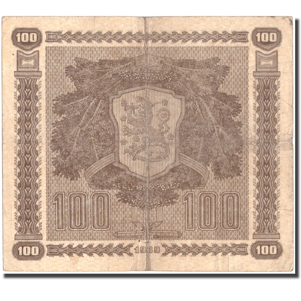 Geldschein, Finnland, 100 Markkaa, 1939, KM:73a, S+