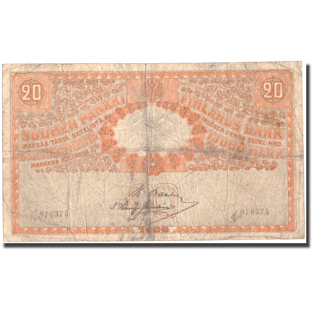 Banknote, Finland, 20 Markkaa, 1909, KM:11b, F(12-15)