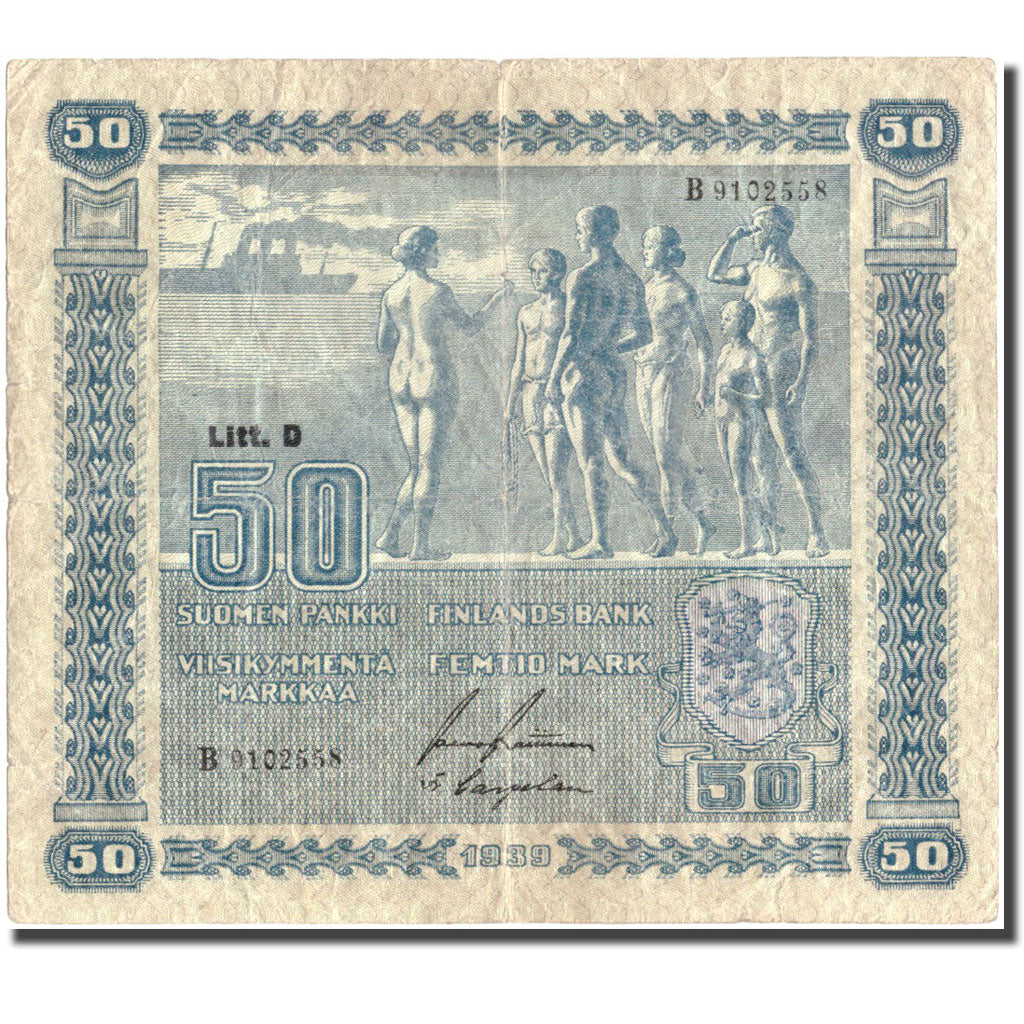 Banconote, Finlandia, 50 Markkaa, 1939, KM:72a, MB