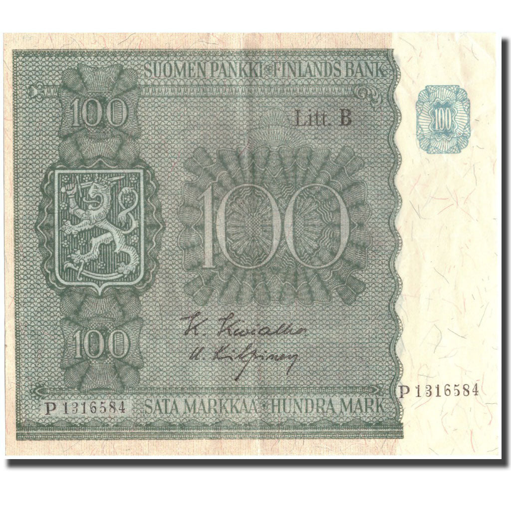 Geldschein, Finnland, 100 Markkaa, 1945, KM:88, SS
